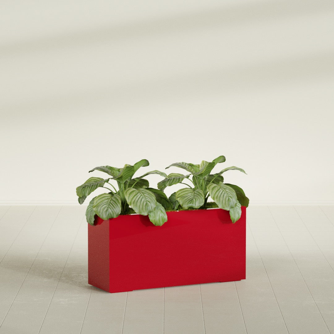 Miami Large Narrow Rectangle Fiberglass Planter - 36 in x 12 in x 18 in - Gloss Red - Gloss Red,36 in x 12 in x 18 in