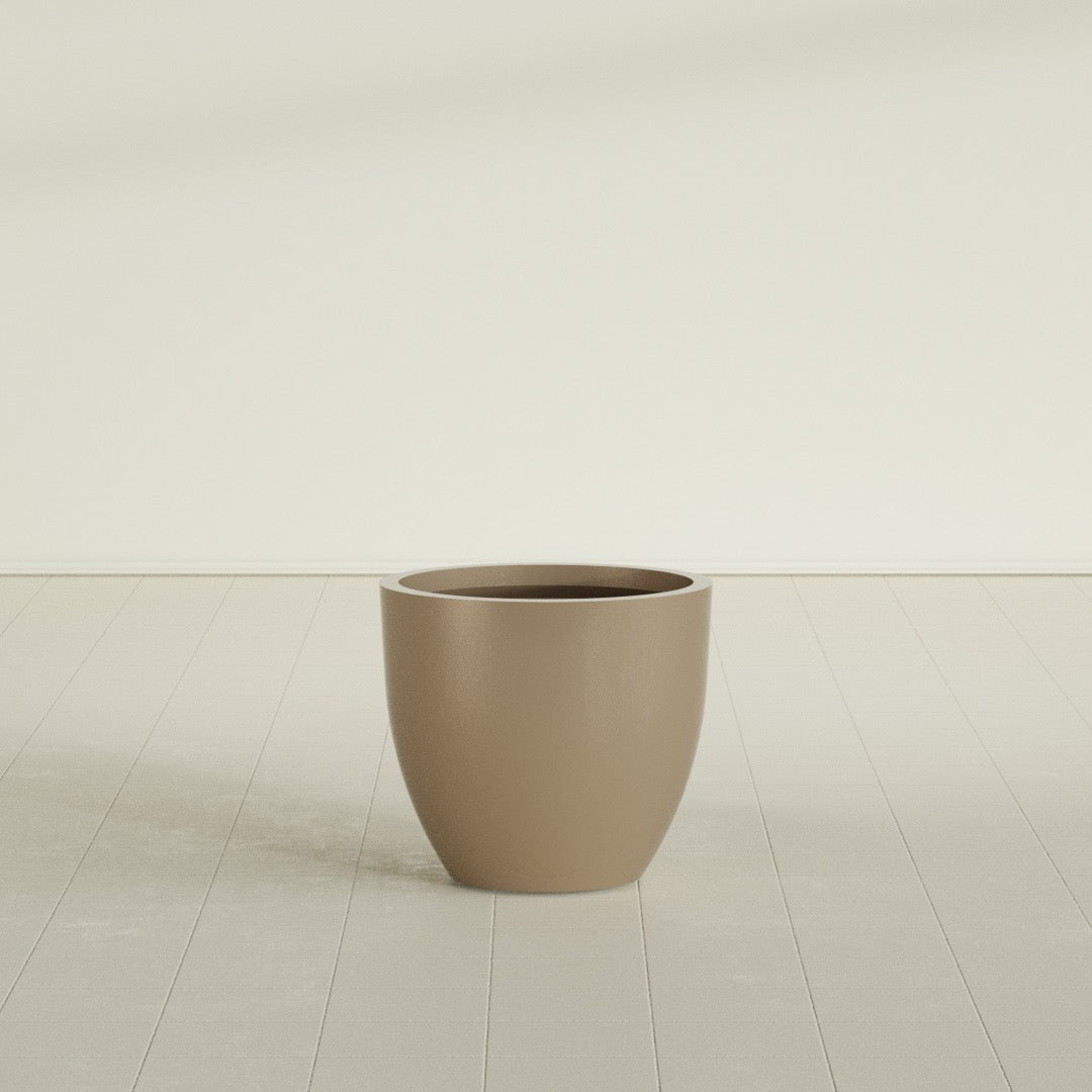 Wannsee Medium Round Fiberglass Planter - 27 in x 27 in x 24 in - Metallic Gold - Metallic Gold,27 in x 27 in x 24 in