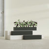 Salon Large Tall Rectangle Fiberglass Planter - 36 in x 8 in x 8 in - Matte Charcoal - Matte Charcoal,36 in x 8 in x 8 in