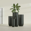 Saint Tropez Large Tall Round Fiberglass Planter - 20 in x 20 in x 43 in - Matte Charcoal - Matte Charcoal,20 in x 20 in x 43 in