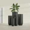 Saint Tropez Large Tall Round Fiberglass Planter - 16 in x 16 in x 38 in - Matte Charcoal - Matte Charcoal,16 in x 16 in x 38 in