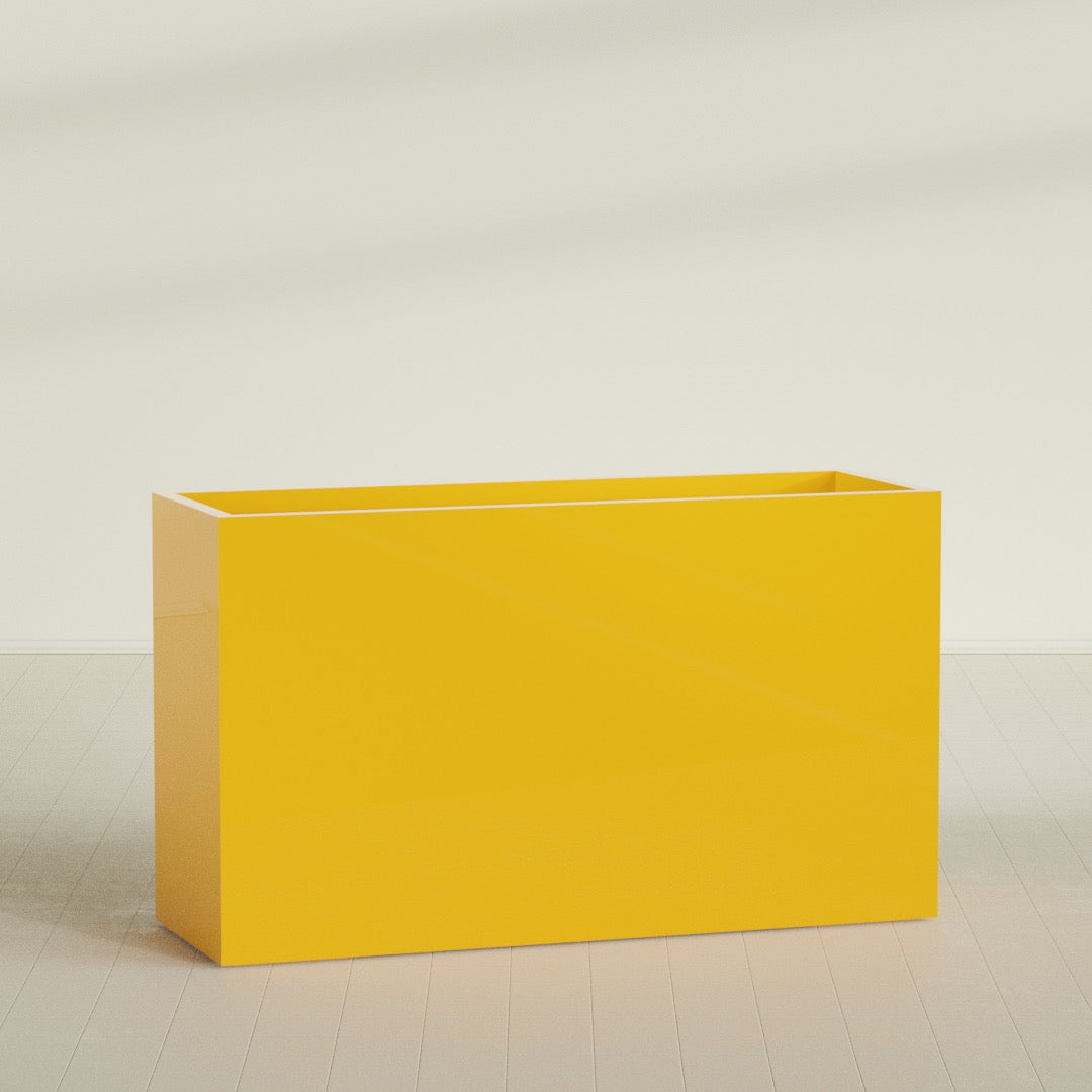 Darwin Extra Large Long Rectangle Fiberglass Planter - 72 in x 24 in x 42 in - Gloss Saffron - Gloss Saffron,72 in x 24 in x 42 in