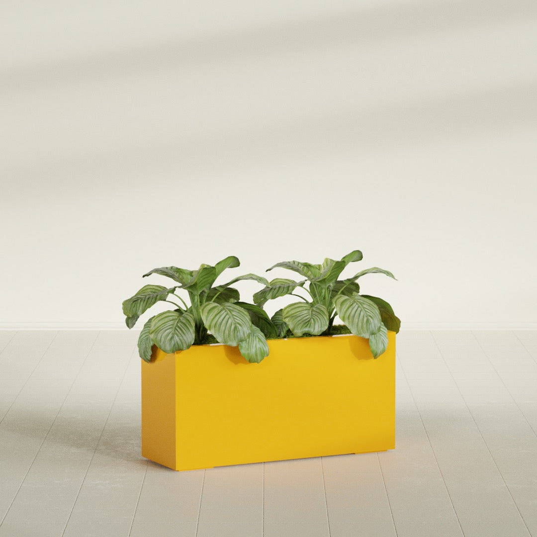 Miami Large Narrow Rectangle Fiberglass Planter - 36 in x 12 in x 18 in - Gloss Saffron - Gloss Saffron,36 in x 12 in x 18 in