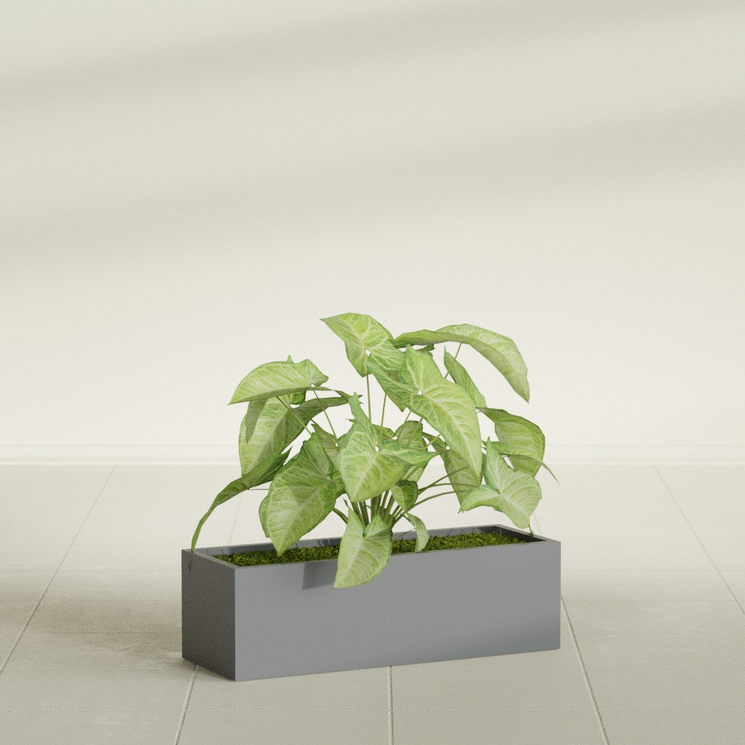 Reade Small Tabletop Rectangle Fiberglass Planter - 14 in x 5 in x 4.3 in - Metallic Gunmetal - Metallic Gunmetal,14 in x 5 in x 4.3 in