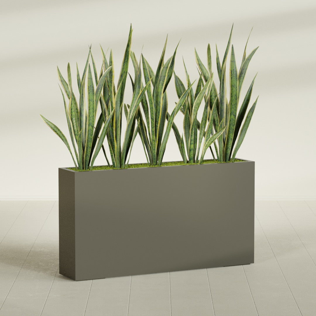 Delray Extra Large Long Rectangle Fiberglass Planter - 60 in x 12 in x 32 in - Matte Bronze - Matte Bronze,60 in x 12 in x 32 in