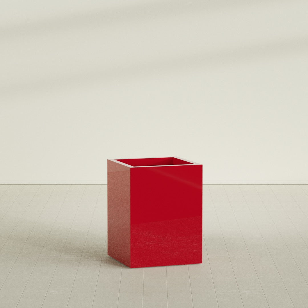 Brisbane Large Rectangle Fiberglass Planter - 24 in x 24 in x 32 in - Gloss Red - Gloss Red,24 in x 24 in x 32 in