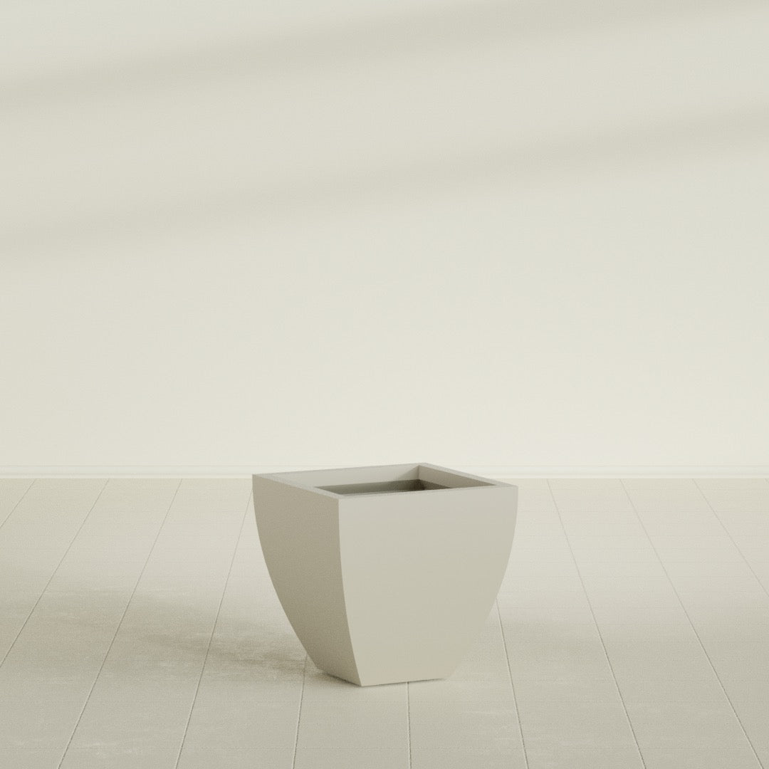 Lima Medium Tapered Square Fiberglass Planter - 20 in x 20 in x 20 in - Satin Beige - Satin Beige,20 in x 20 in x 20 in