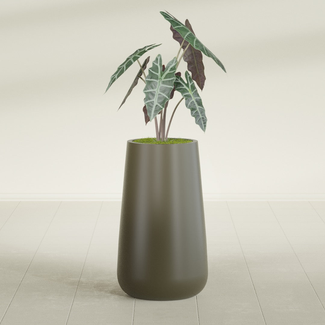 Saigon Large Tapered Round Planter - 16 in x 21 in x 36 in - Matte Bronze - Matte Bronze,16.4 in x 20.7 in x 36 in