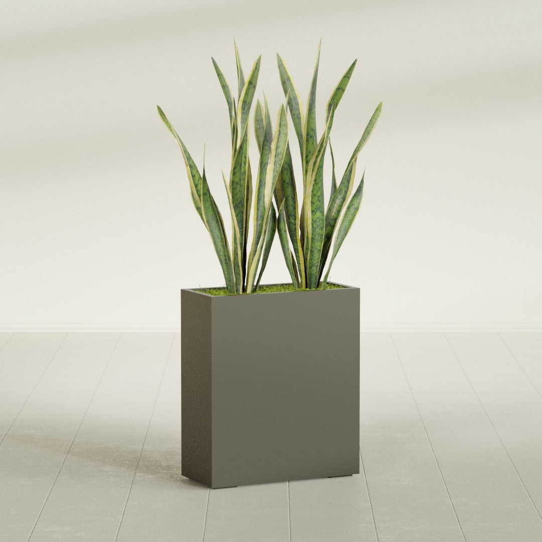Perth Large Tall Rectangle Fiberglass Planter - 36 in x 16 in x 42 in - Matte Bronze - Matte Bronze,36 in x 16 in x 42 in