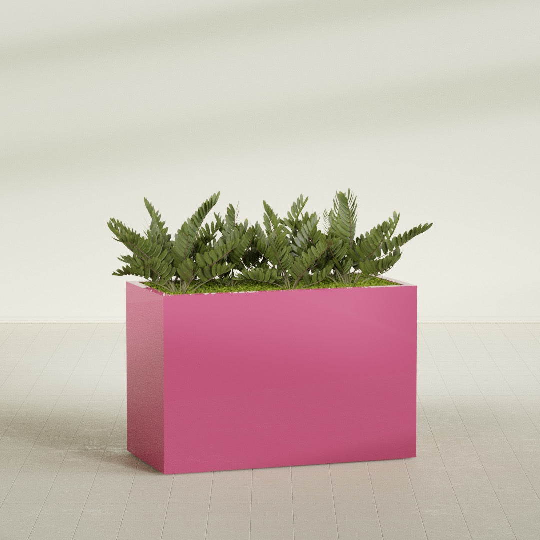 Brisbane Extra Large Long Rectangle Fiberglass Planter - 48 in x 24 in x 32 in - Gloss Pink Violet - Gloss Pink Violet,48 in x 24 in x 32 in