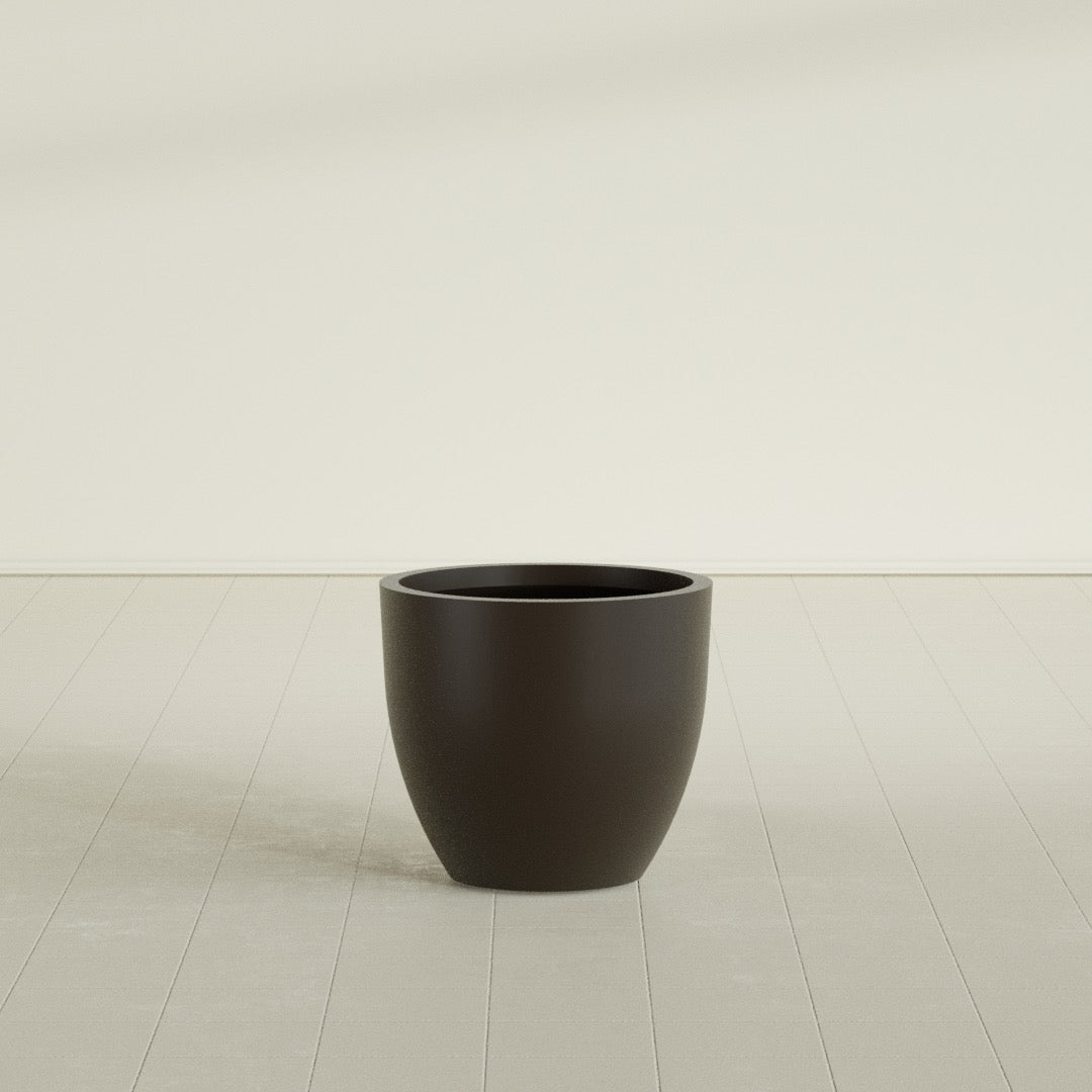 Wannsee Medium Round Fiberglass Planter - 27 in x 27 in x 24 in - Matte Brown - Matte Brown,27 in x 27 in x 24 in
