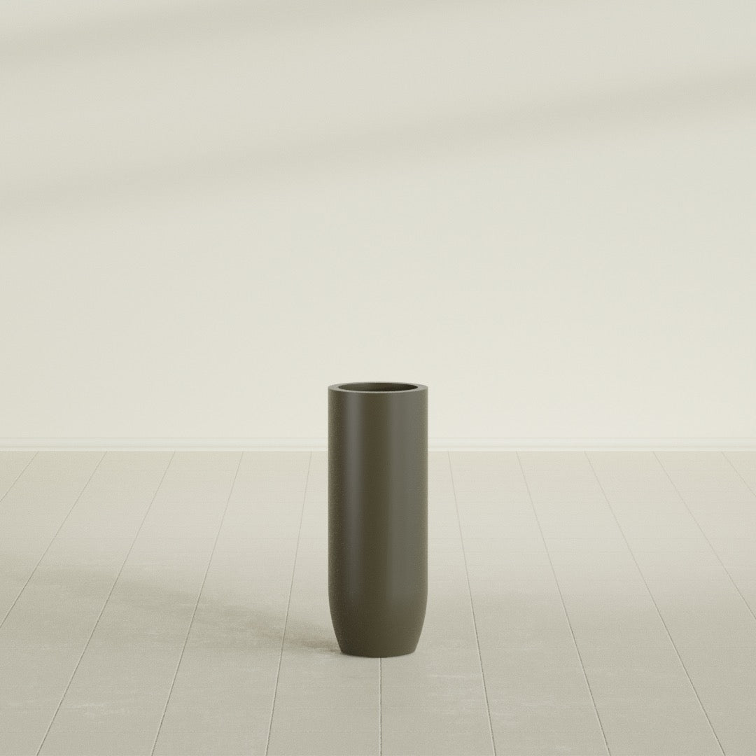 Saint Tropez Large Tall Round Fiberglass Planter - 12 in x 12 in x 32 in - Matte Bronze - Matte Bronze,12 in x 12 in x 32 in