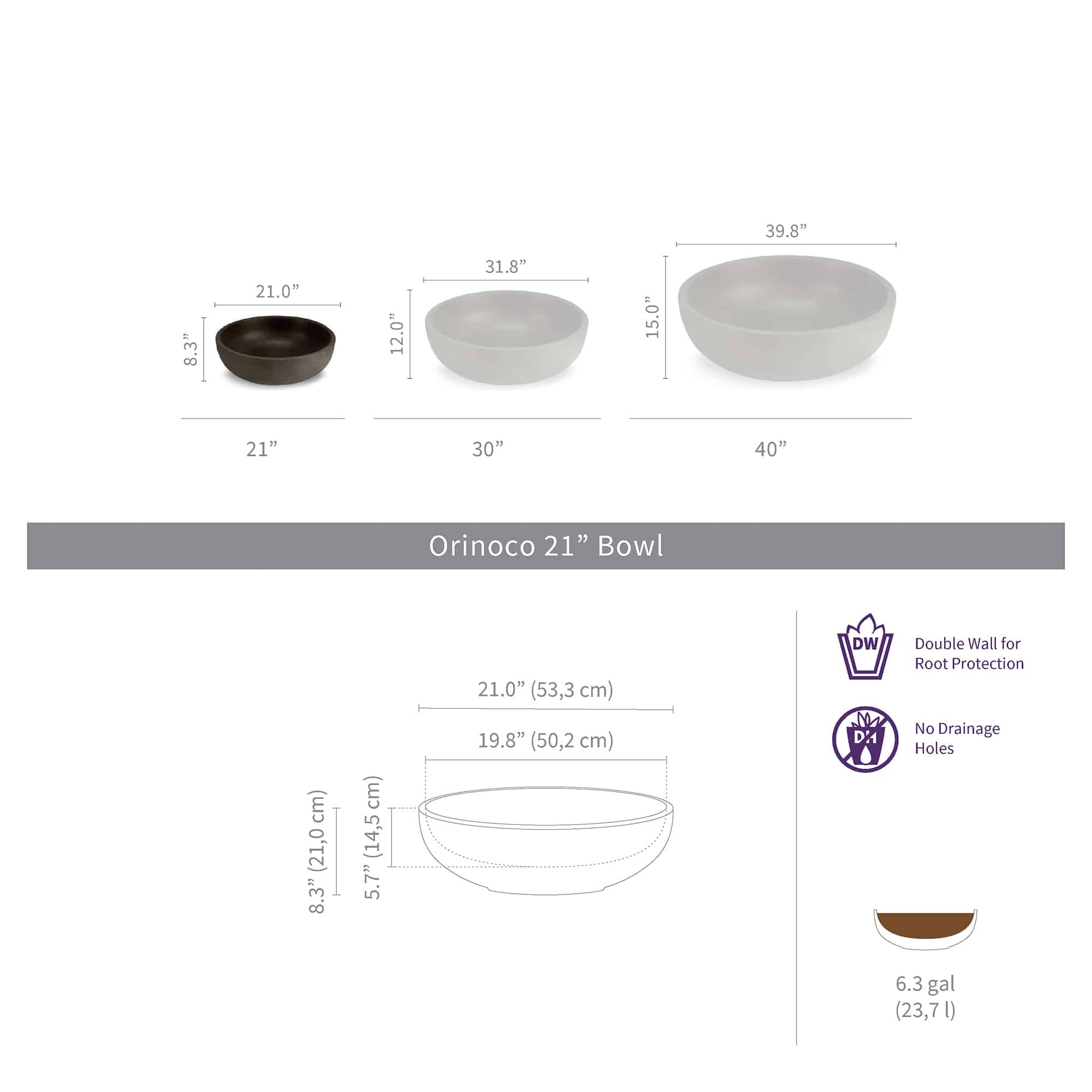 Orinoco - 21.5in diam. x 8.2in