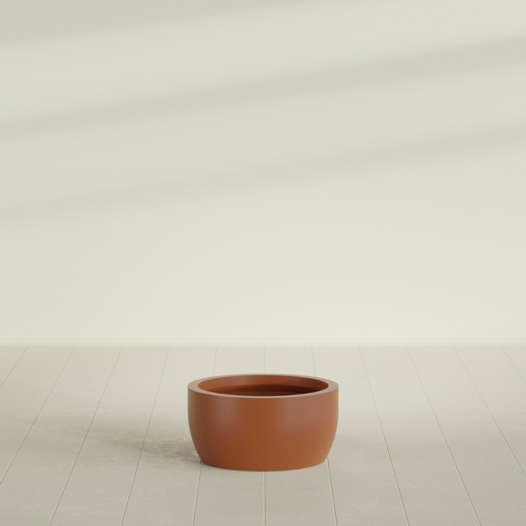 Casablanca Medium Round Low Bowl Fiberglass Planter - 24 in x 24 in x 12 in - Matte Terracotta - Matte Terracotta,24 in x 24 in x 12 in