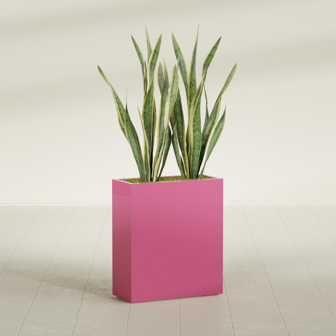 Perth Large Tall Rectangle Fiberglass Planter - 36 in x 16 in x 42 in - Gloss Pink Violet - Gloss Pink Violet,36 in x 16 in x 42 in