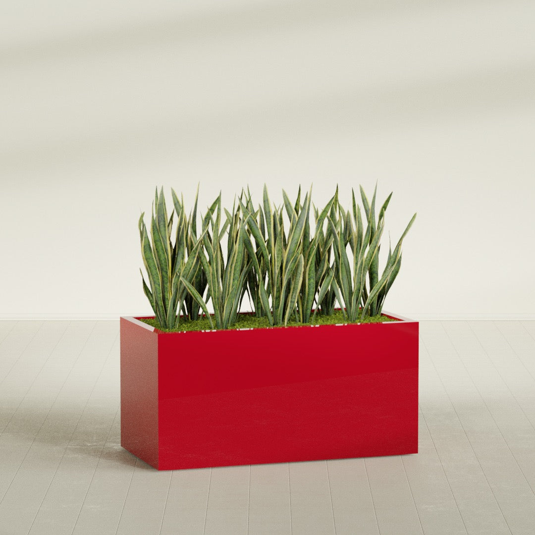Granada Extra Large Long Rectangle Fiberglass Planter - 48 in x 24 in x 24 in - Gloss Red - Gloss Red,48 in x 24 in x 24 in