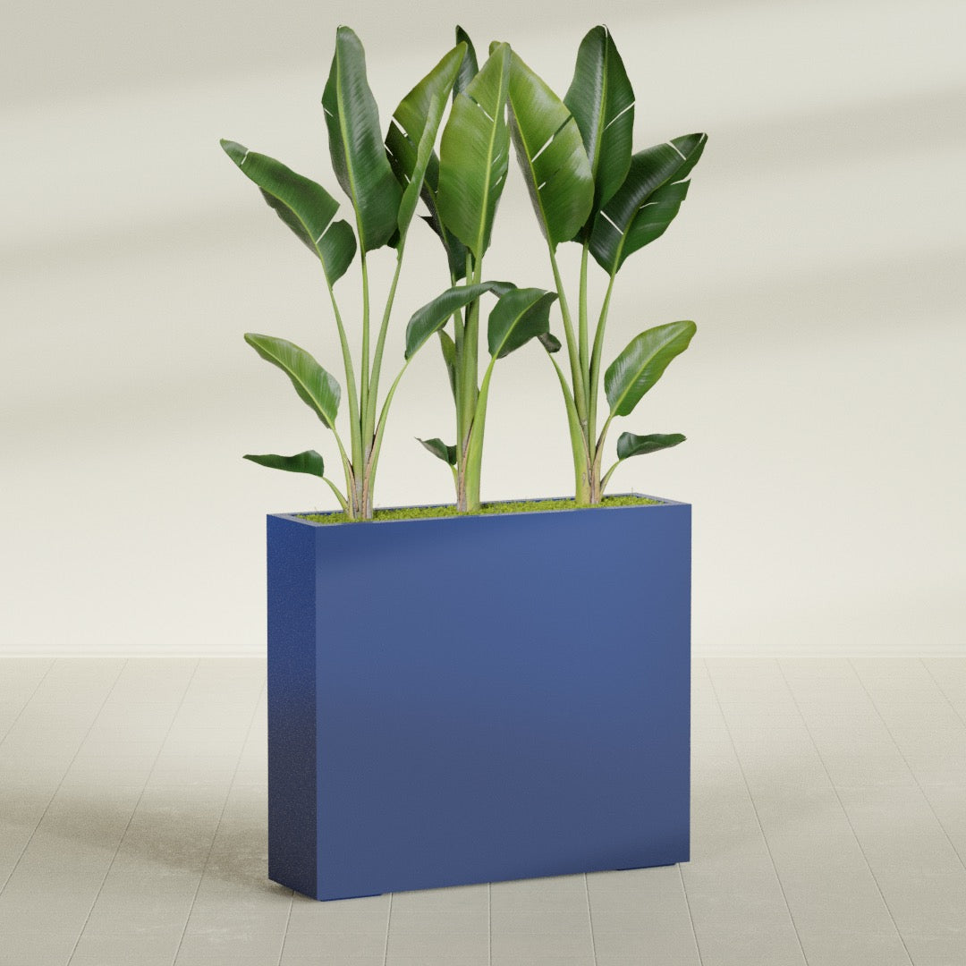Amesbury Large Narrow Rectangle Fiberglass Planter - 36 in x 10 in x 32 in - Matte Cobalt Blue - Matte Cobalt Blue,36 in x 10 in x 32 in