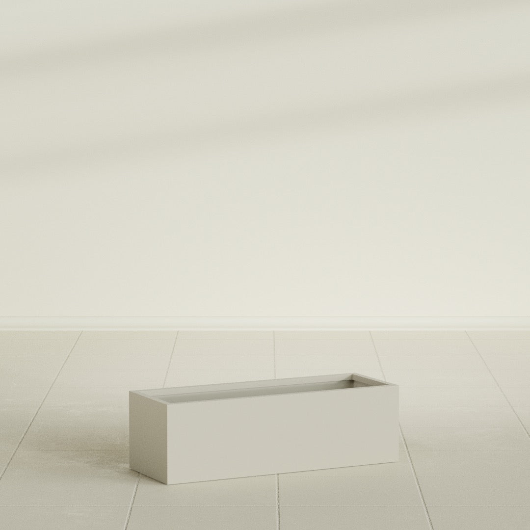 Reade Small Tabletop Rectangle Fiberglass Planter - 14 in x 5 in x 4.3 in - Satin Beige - Satin Beige,14 in x 5 in x 4.3 in