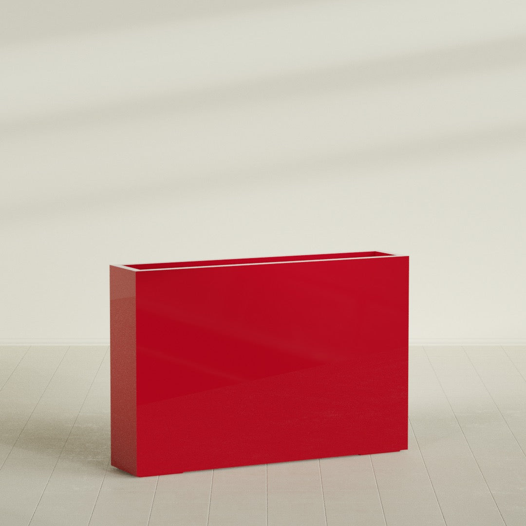 Amesbury Extra Large Narrow Rectangle Fiberglass Planter - 48 in x 10 in x 32 in - Gloss Red - Gloss Red,48 in x 10 in x 32 in