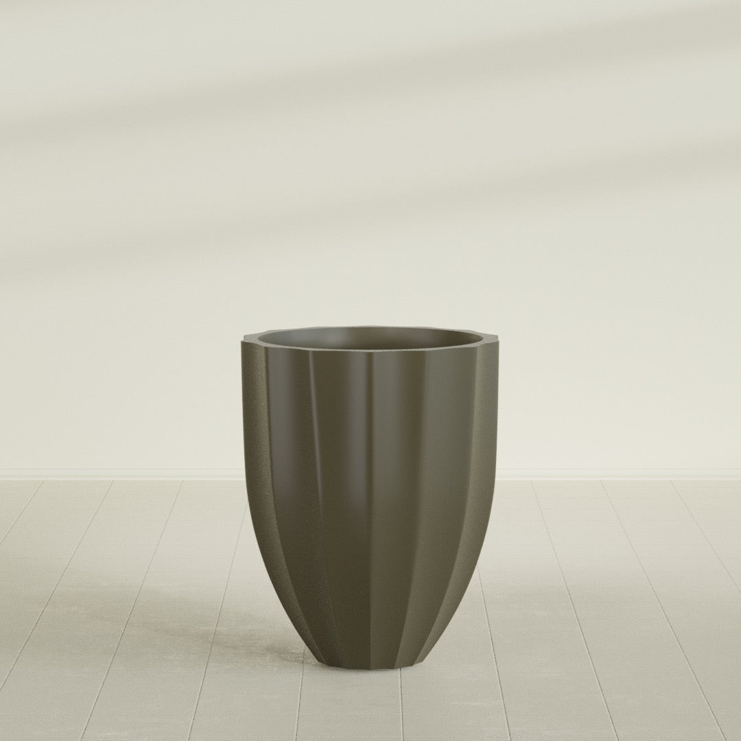 Alicante Medium Round Fiberglass Planter - 26 in x 26 in x 32 in - Matte Bronze - Matte Bronze,26 in x 26 in x 32 in