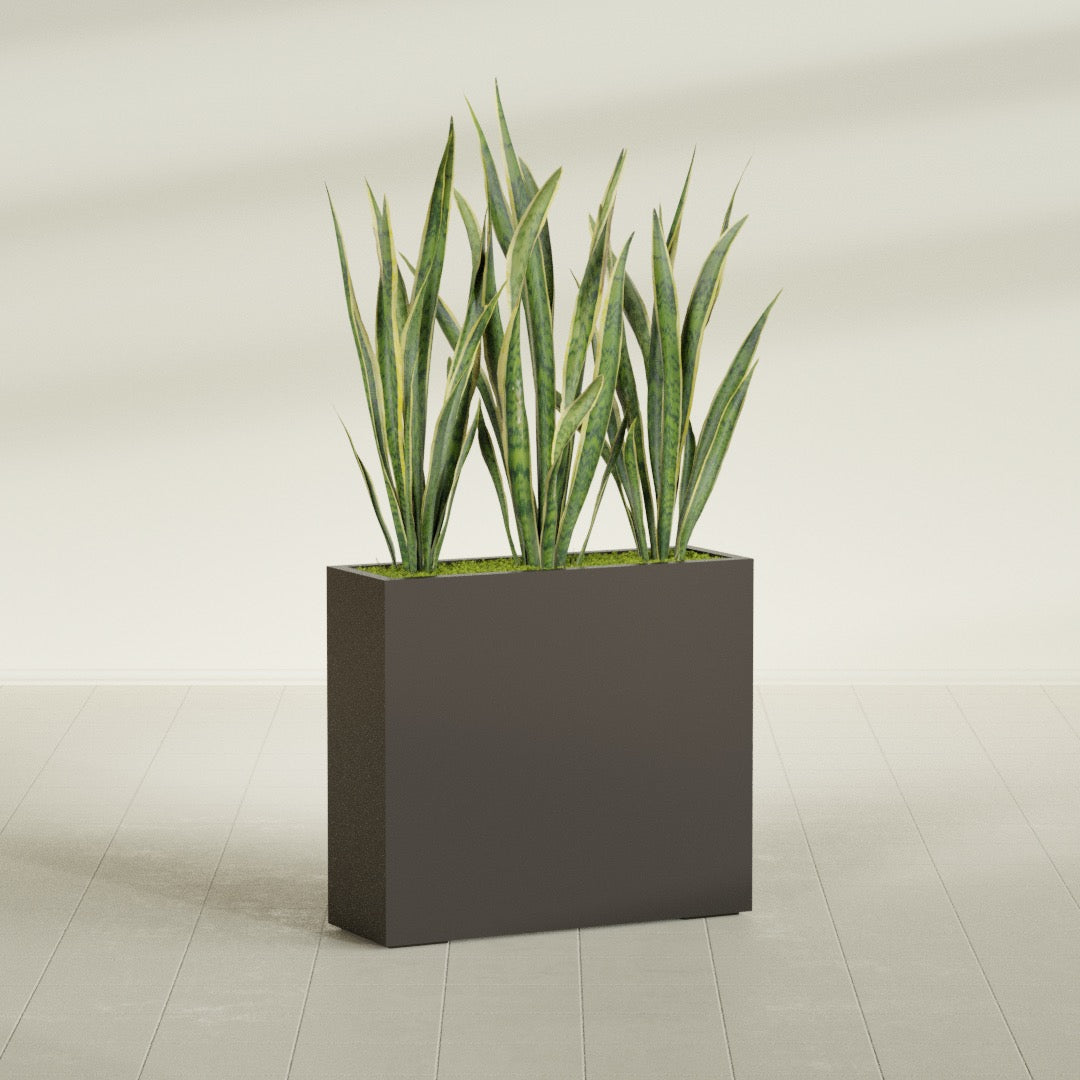 Delray Large Tall Rectangle Fiberglass Planter - 36 in x 12 in x 32 in - Matte Brown - Matte Brown,36 in x 12 in x 32 in
