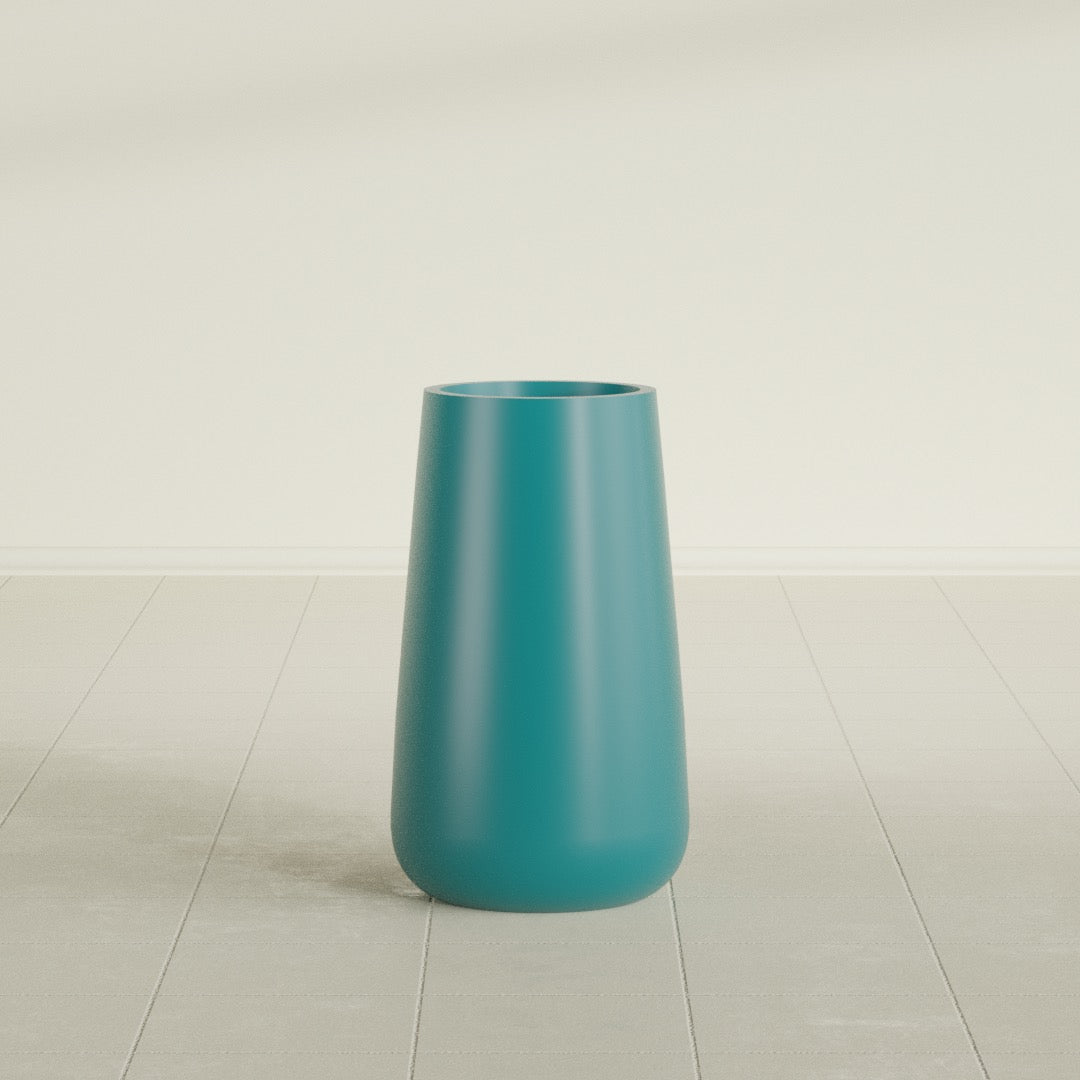 Saigon Large Tapered Round Planter - 14 in x 14 in x 30 in - Satin Sea Foam - Satin Sea Foam,13.7 in x 13.7 in 30 in