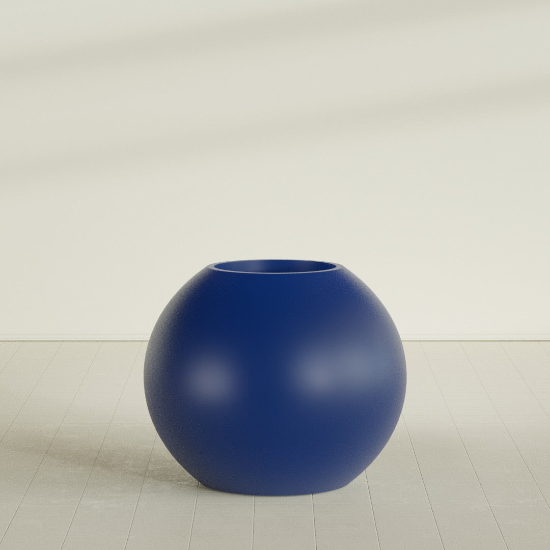 Globe Large Sphere Fiberglass Planter - 36 in x 36 in x 30 in - Matte Cobalt Blue - Matte Cobalt Blue,36 in x 36 in x 30 in