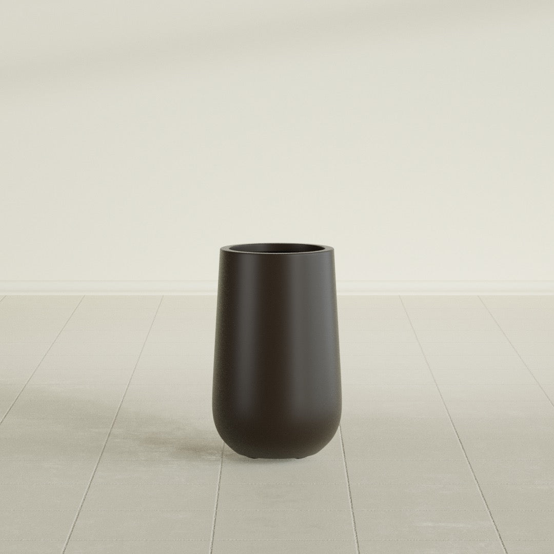 Tall Hayden Medium Round Fiberglass Planter - 18 in x 18 in x 29 in - Matte Brown - Matte Brown,18 in x 18 in x 29 in