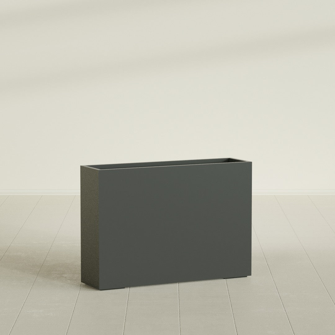 Perth Extra Large Long Rectangle Fiberglass Planter - 60 in x 16 in x 42 in - Matte Charcoal - Matte Charcoal,60 in x 16 in x 42 in