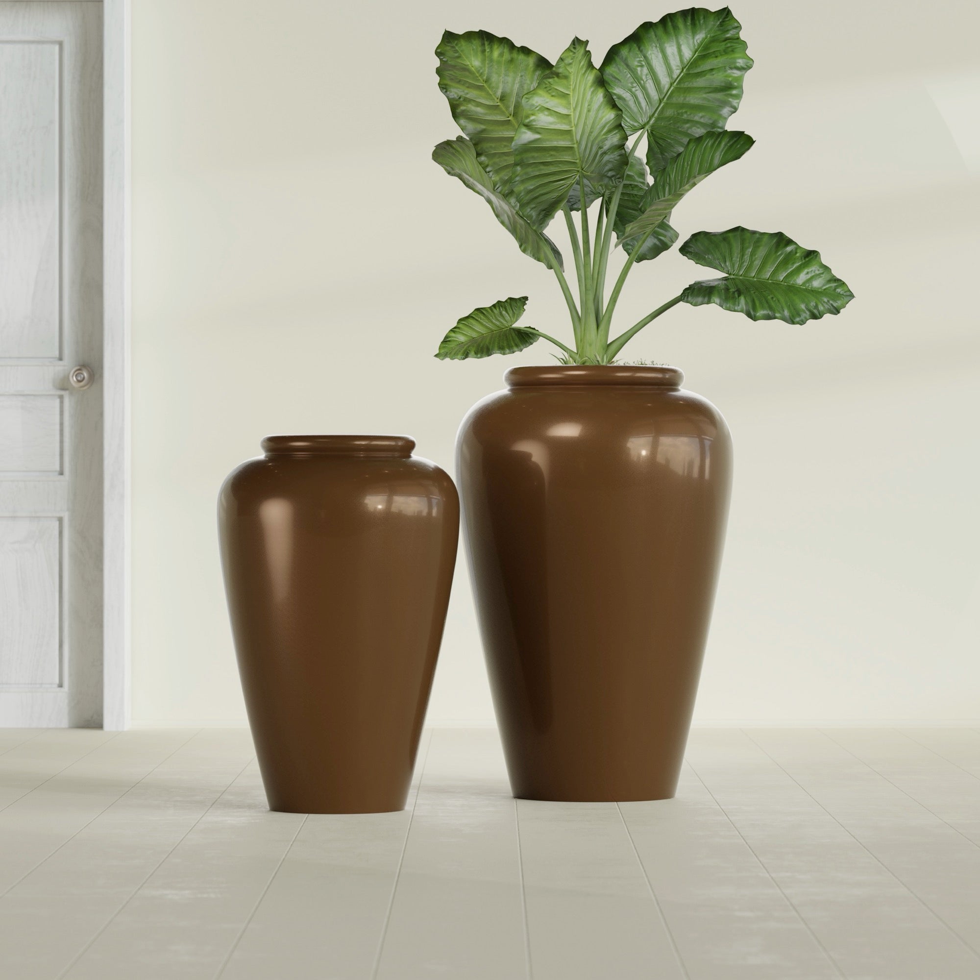 Bara Jar Large Round Fiberglass Planter - 20 in x 20 in x 31 in - Metallic Bronze - Metallic Bronze,20 in x 20 in x 32 in