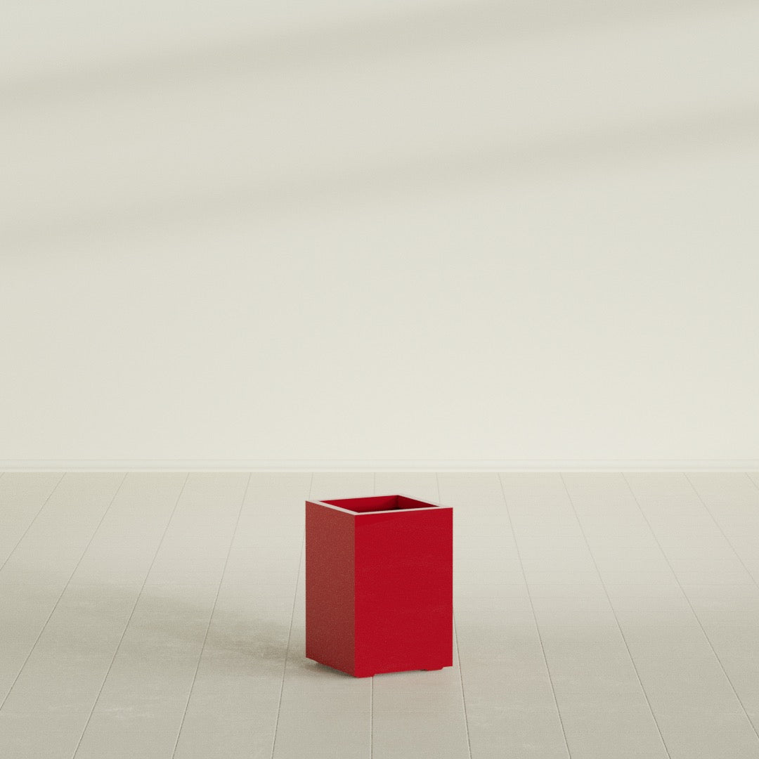 Tolga Medium Rectangle Fiberglass Planter - 16 in x 16 in x 24 in - Gloss Red - Gloss Red,16 in x 16 in x 24 in