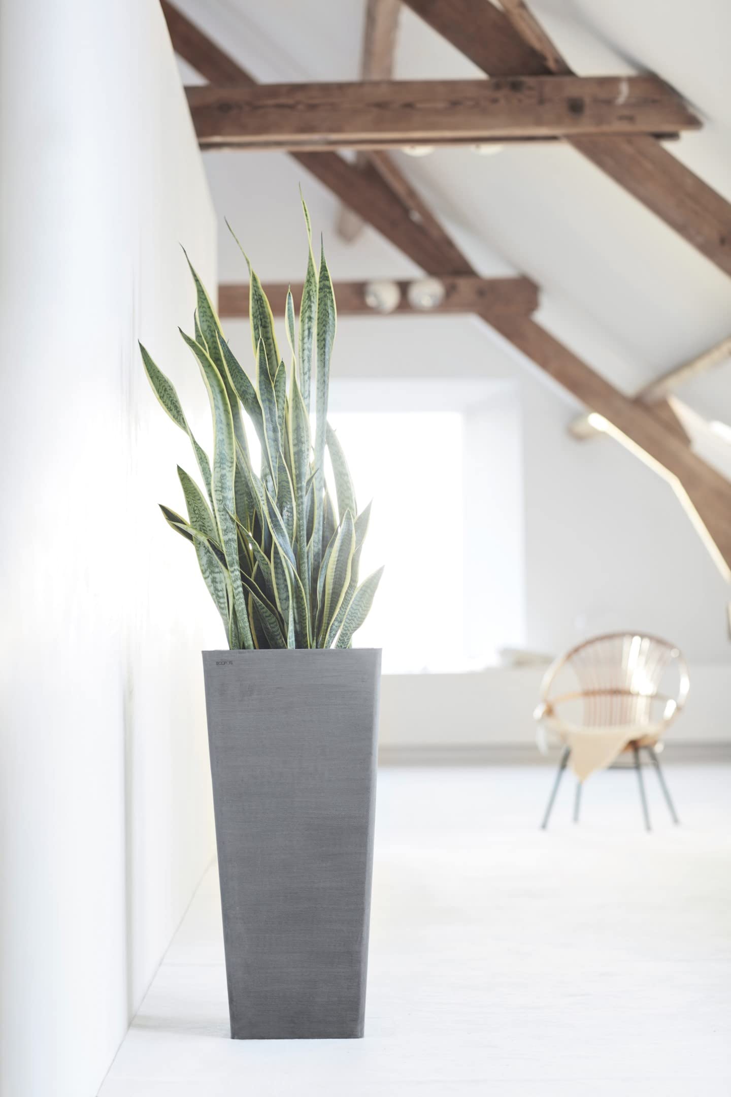 Rotterdam Medium Tall Square Planter - 12.25 in x 12.25 in x 22 in - Grey - Grey,12.25 in x 12.25 in x 22 in,Planter Only