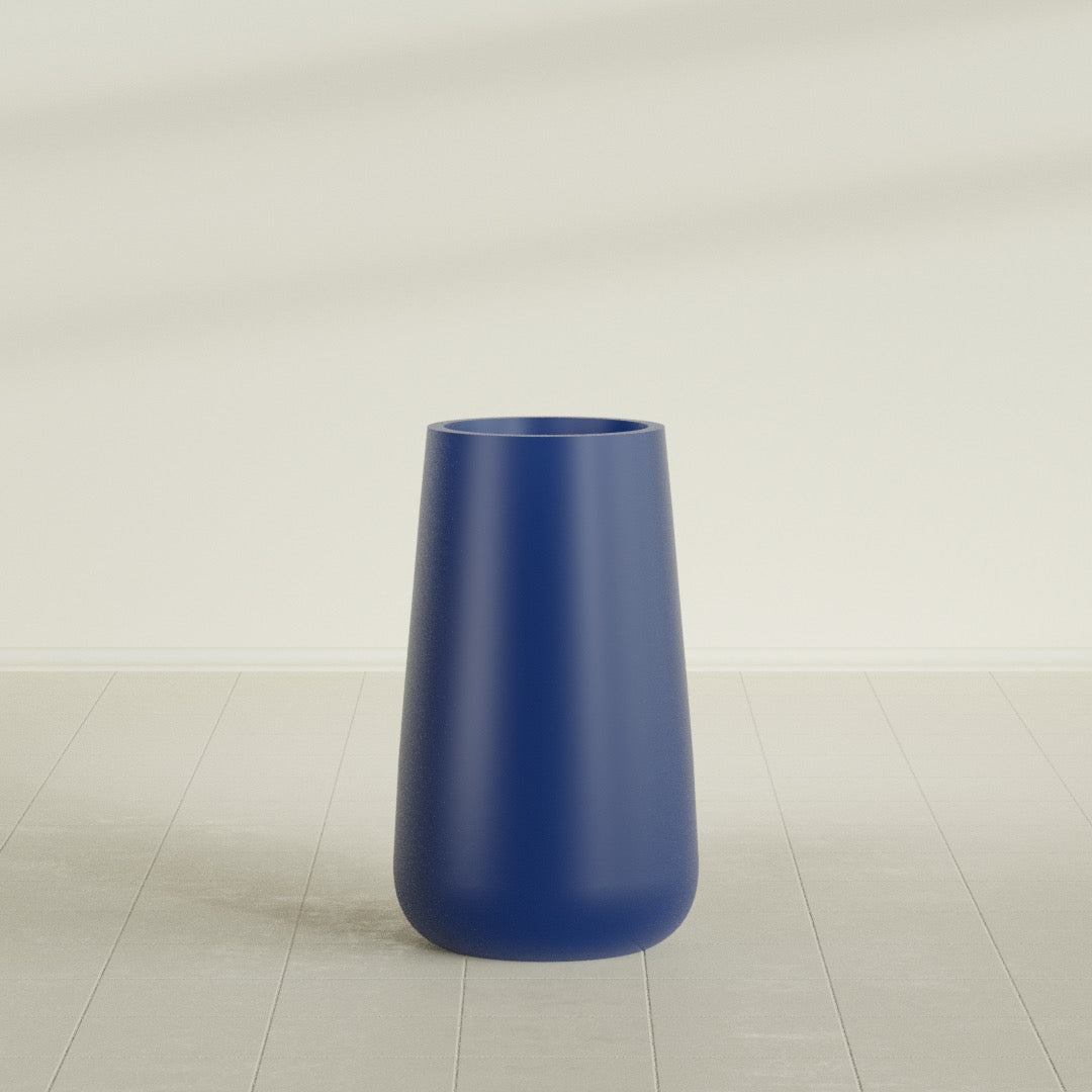 Saigon Extra Large Tapered Round Planter - 19 in x 24 in x 42 in - Matte Cobalt Blue - Matte Cobalt Blue,19.2 in x 24.2 in x 42 in