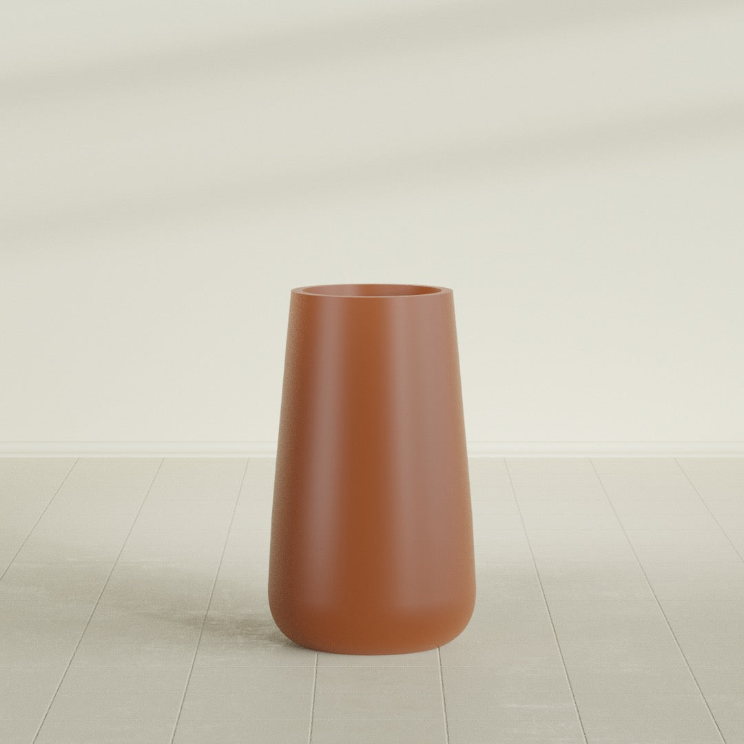Saigon Extra Large Tapered Round Planter - 19 in x 24 in x 42 in - Matte Terracotta - Matte Terracotta,19.2 in x 24.2 in x 42 in