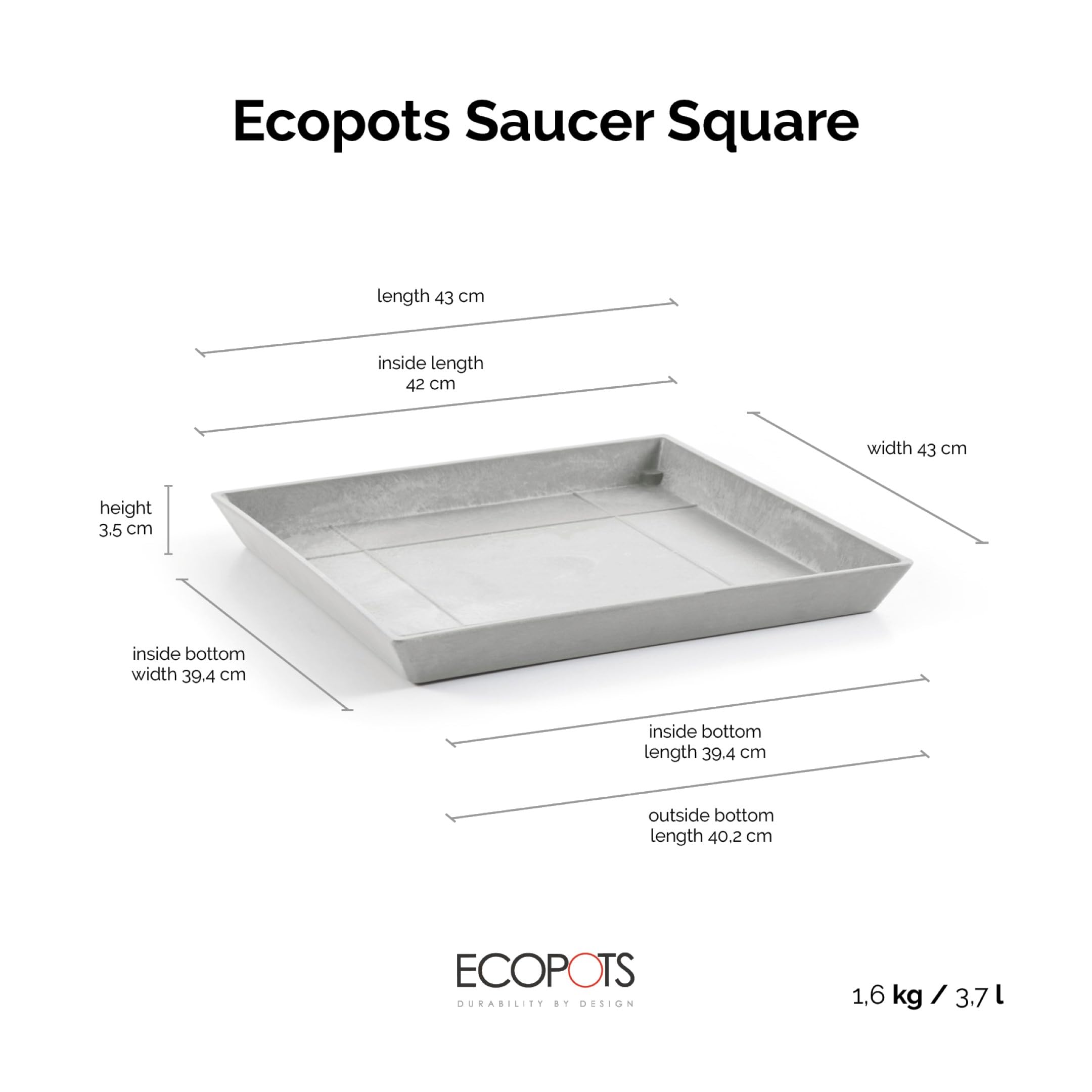 Small Square Saucer - 17 in x 17 in x 1.5 in - White Grey - White Grey,17 in x 17 in x 1.5 in