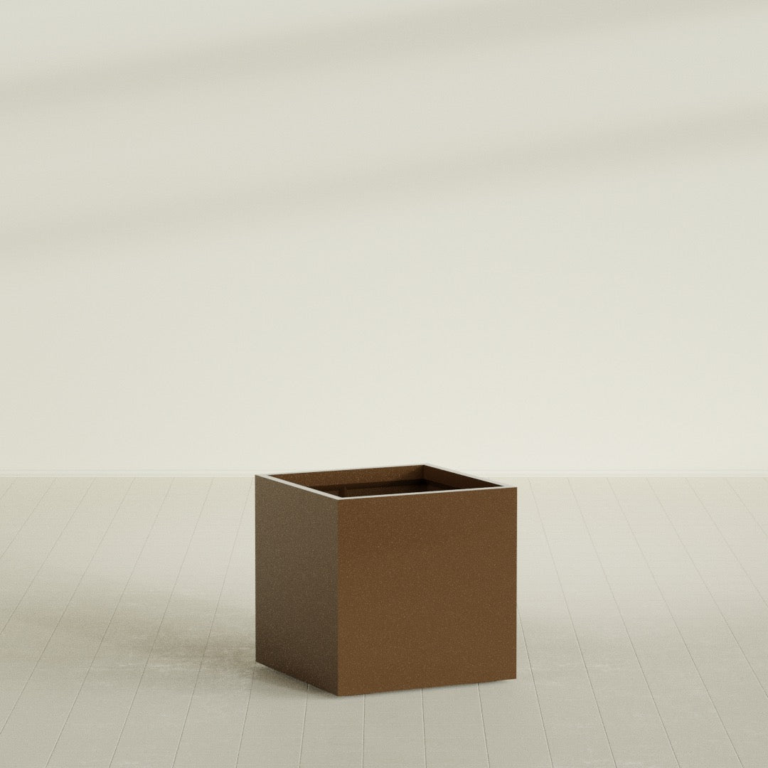 Montroy Large Cube Square Fiberglass Planter - 32 in x 32 in x 32 in - Metallic Bronze - Metallic Bronze,32 in x 32 in x 32 in