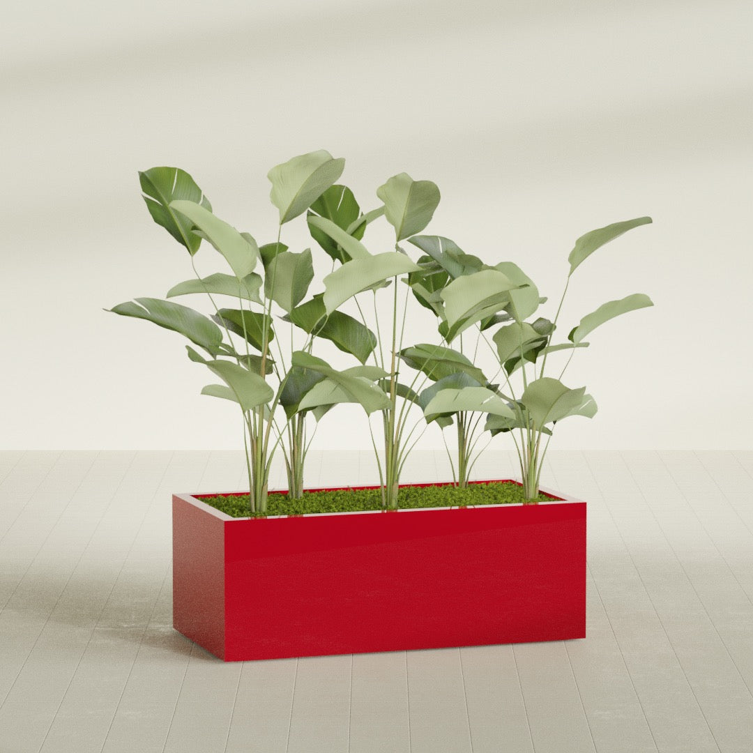 Torino Extra Large Wide Rectangle Fiberglass Planter - 48 in x 24 in x 18 in - Gloss Red - Gloss Red,48 in x 24 in x 18 in