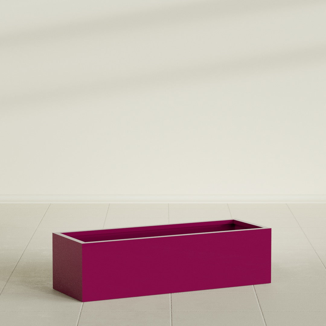 Reade Small Tabletop Rectangle Fiberglass Planter - 18 in x 6.5 in x 5 in - Gloss Eggplant - Gloss Eggplant,18.5 in x 6.5 in x 5 in