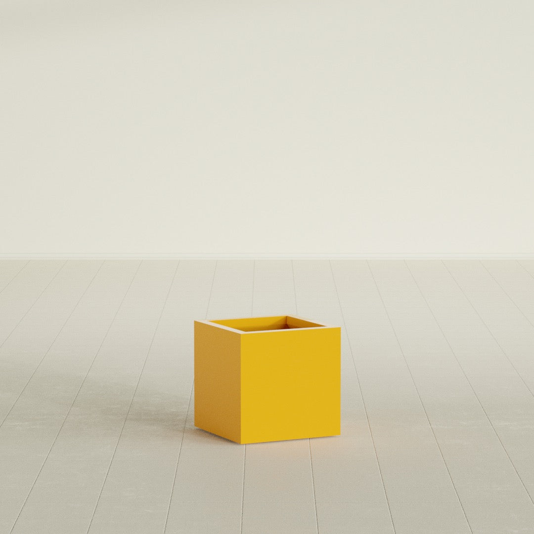 Montroy Small Cube Square Fiberglass Planter - 16 in x 16 in x 16 in - Gloss Saffron - Gloss Saffron,16 in x 16 in x 16 in