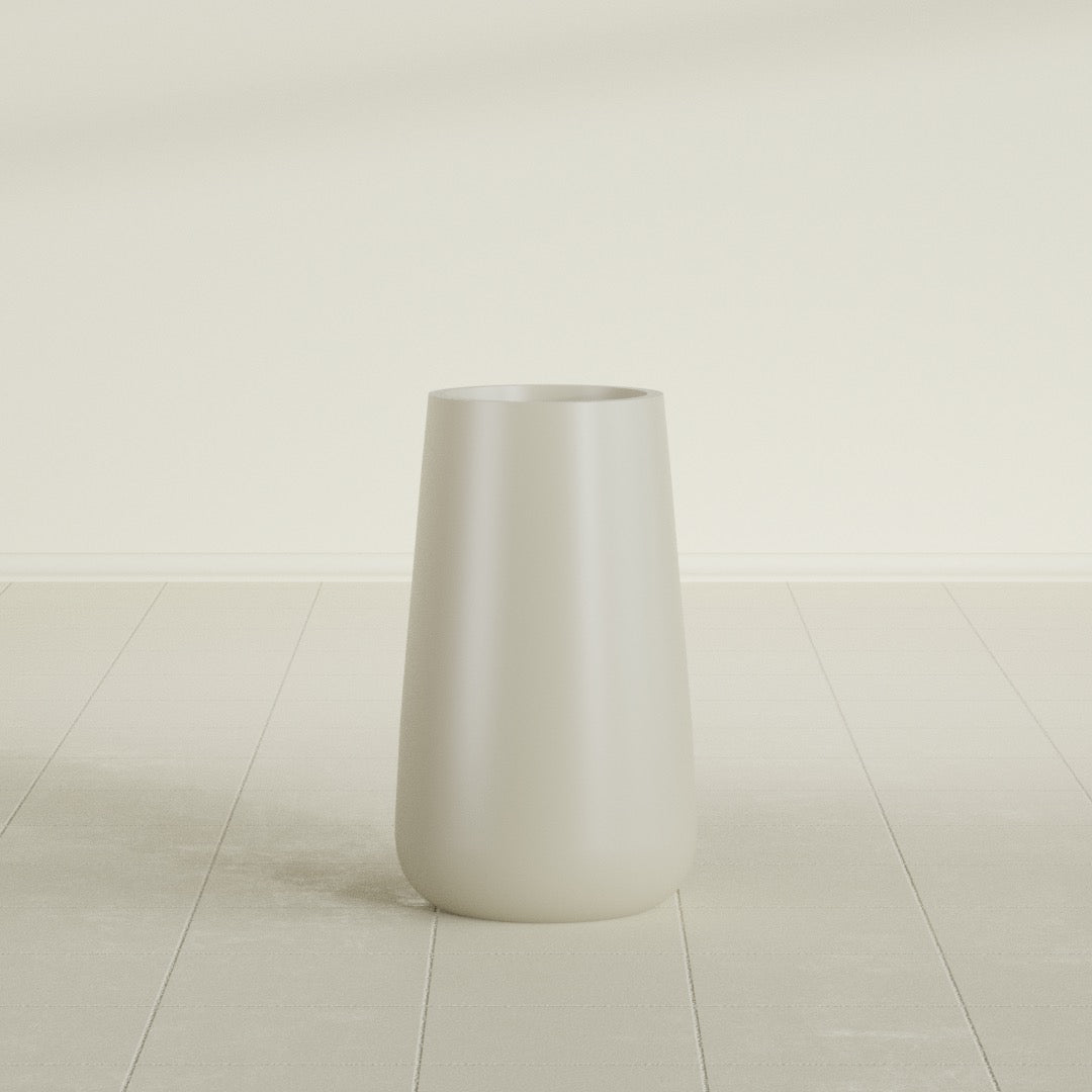 Saigon Large Tapered Round Planter - 14 in x 14 in x 30 in - Satin Beige - Satin Beige,13.7 in x 13.7 in 30 in