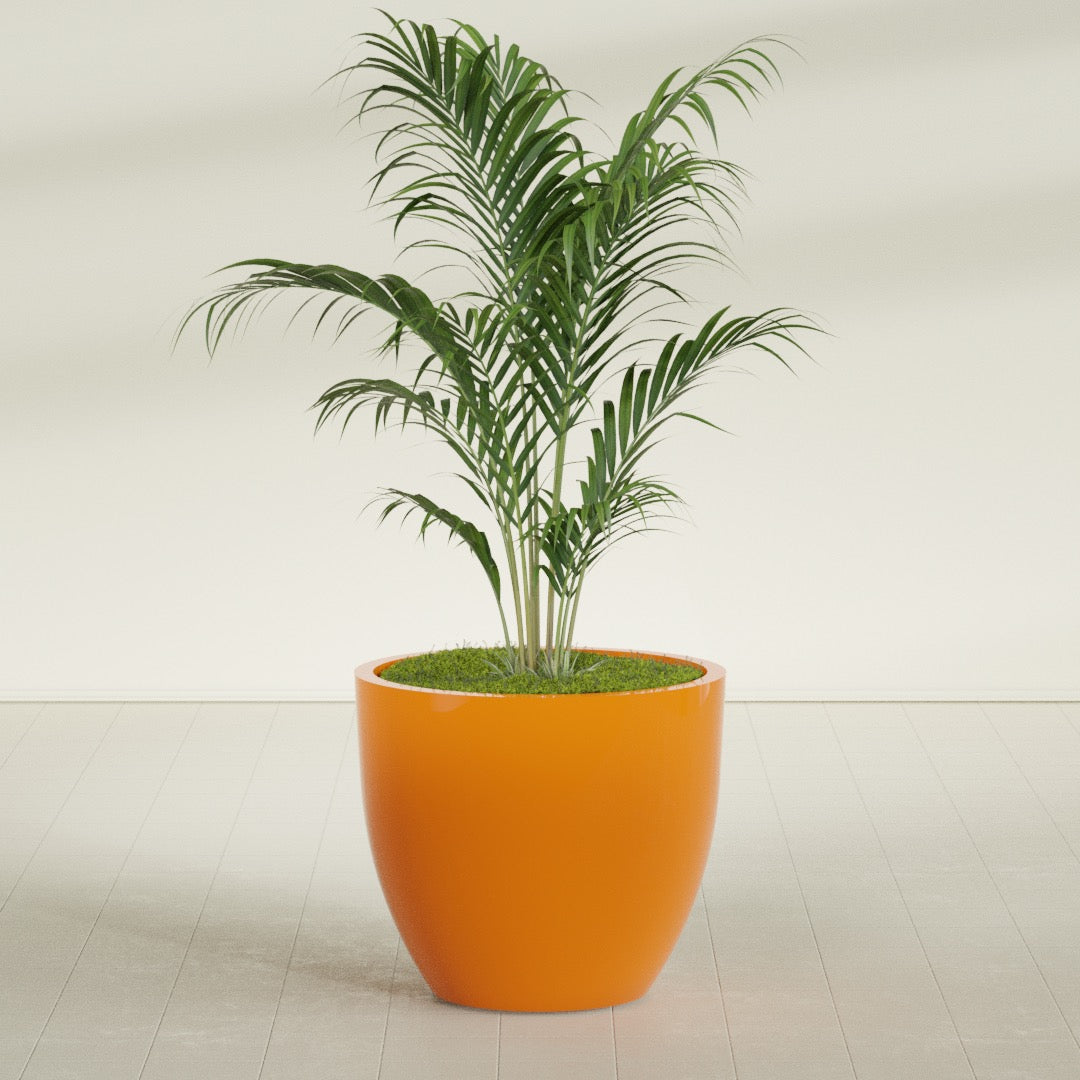 Wannsee Large Round Fiberglass Planter - 39 in x 39 in x 34 in - Gloss Tangerine - Gloss Tangerine,39 in x 39 in x 34 in