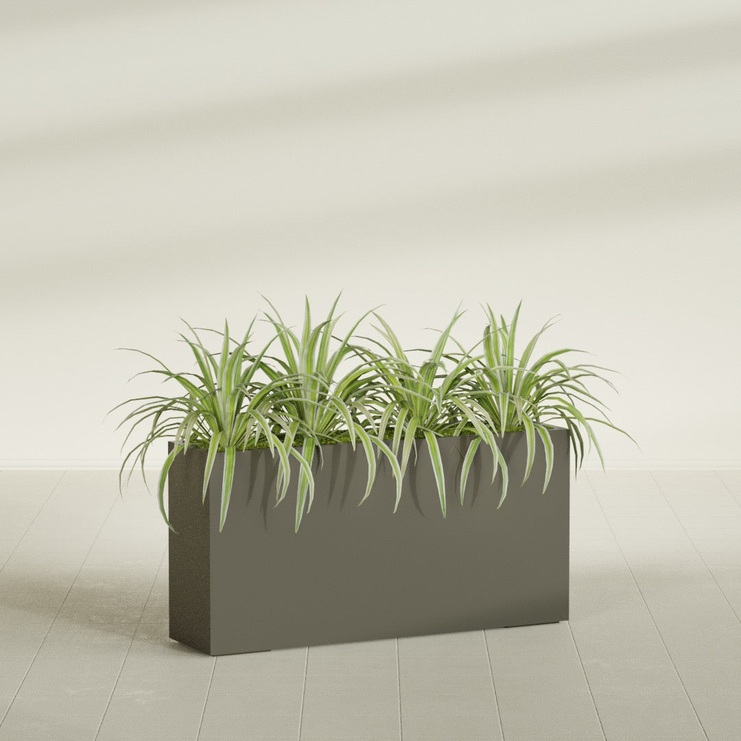 Hollywood Extra Large Narrow Rectangle Fiberglass Planter - 48 in x 12 in x 24 in - Matte Bronze - Matte Bronze,48 in x 12 in x 24 in