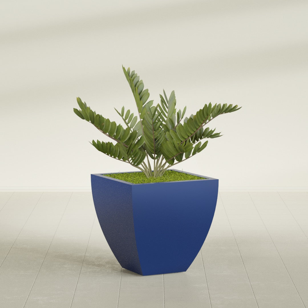 Lima Medium Tapered Square Fiberglass Planter - 24 in x 24 in x 24 in - Matte Cobalt Blue - Matte Cobalt Blue,24 in x 24 in x 24 in