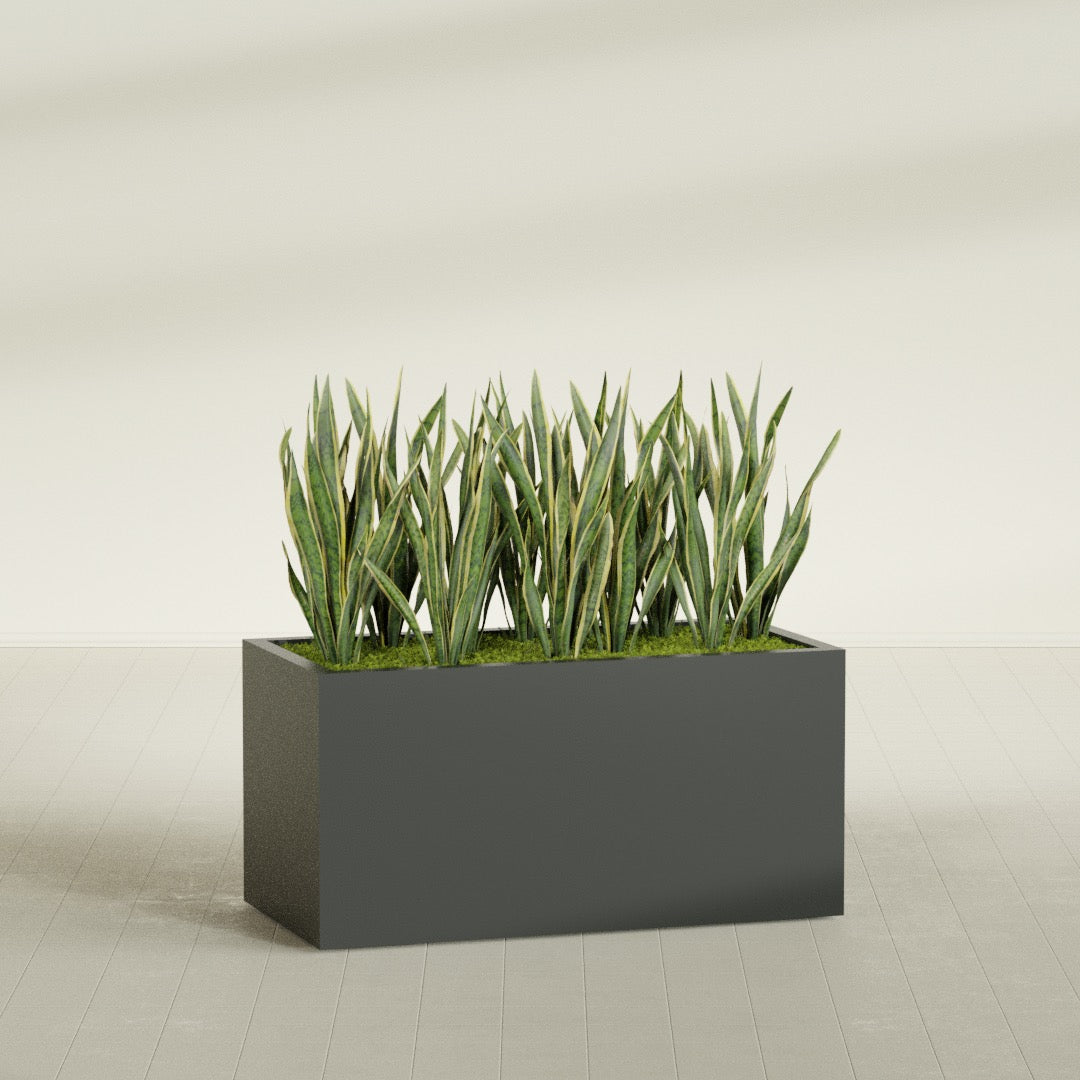 Granada Extra Large Long Rectangle Fiberglass Planter - 48 in x 24 in x 24 in - Matte Charcoal - Matte Charcoal,48 in x 24 in x 24 in