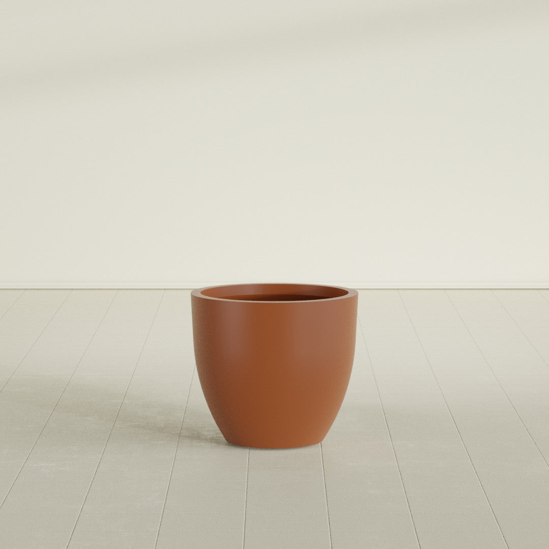 Wannsee Medium Round Fiberglass Planter - 27 in x 27 in x 24 in - Matte Terracotta - Matte Terracotta,27 in x 27 in x 24 in