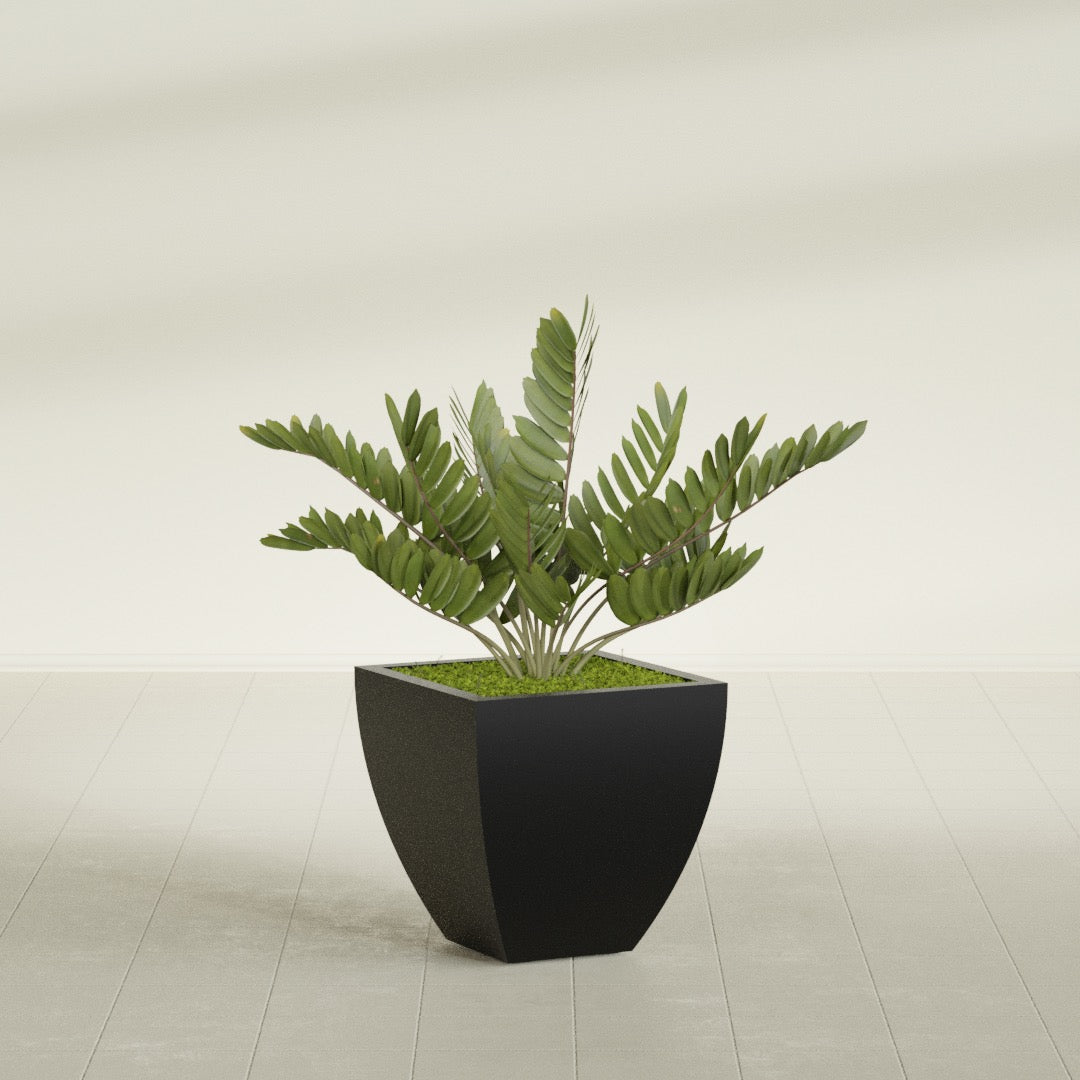 Lima Medium Tapered Square Fiberglass Planter - 20 in x 20 in x 20 in - Matte Black - Matte Black,20 in x 20 in x 20 in