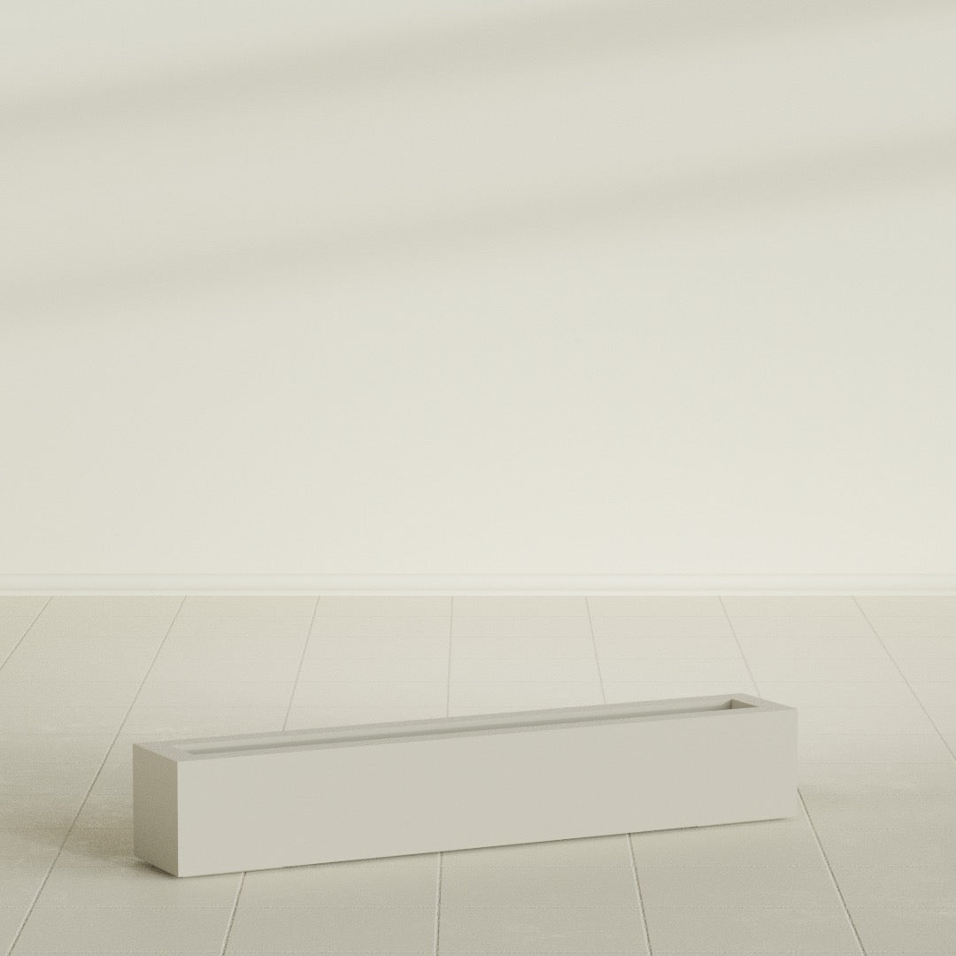 Salon Large Tall Rectangle Fiberglass Planter - 48 in x 8 in x 8 in - Satin Beige - Satin Beige,48 in x 8 in x 8 in
