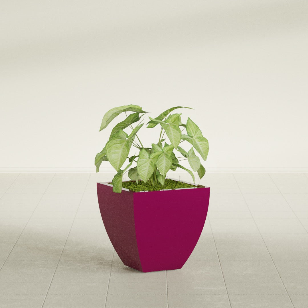 Lima Small Tapered Square Fiberglass Planter - 16 in x 16 in x 16 in - Gloss Eggplant - Gloss Eggplant,16 in x 16 in x 16 in