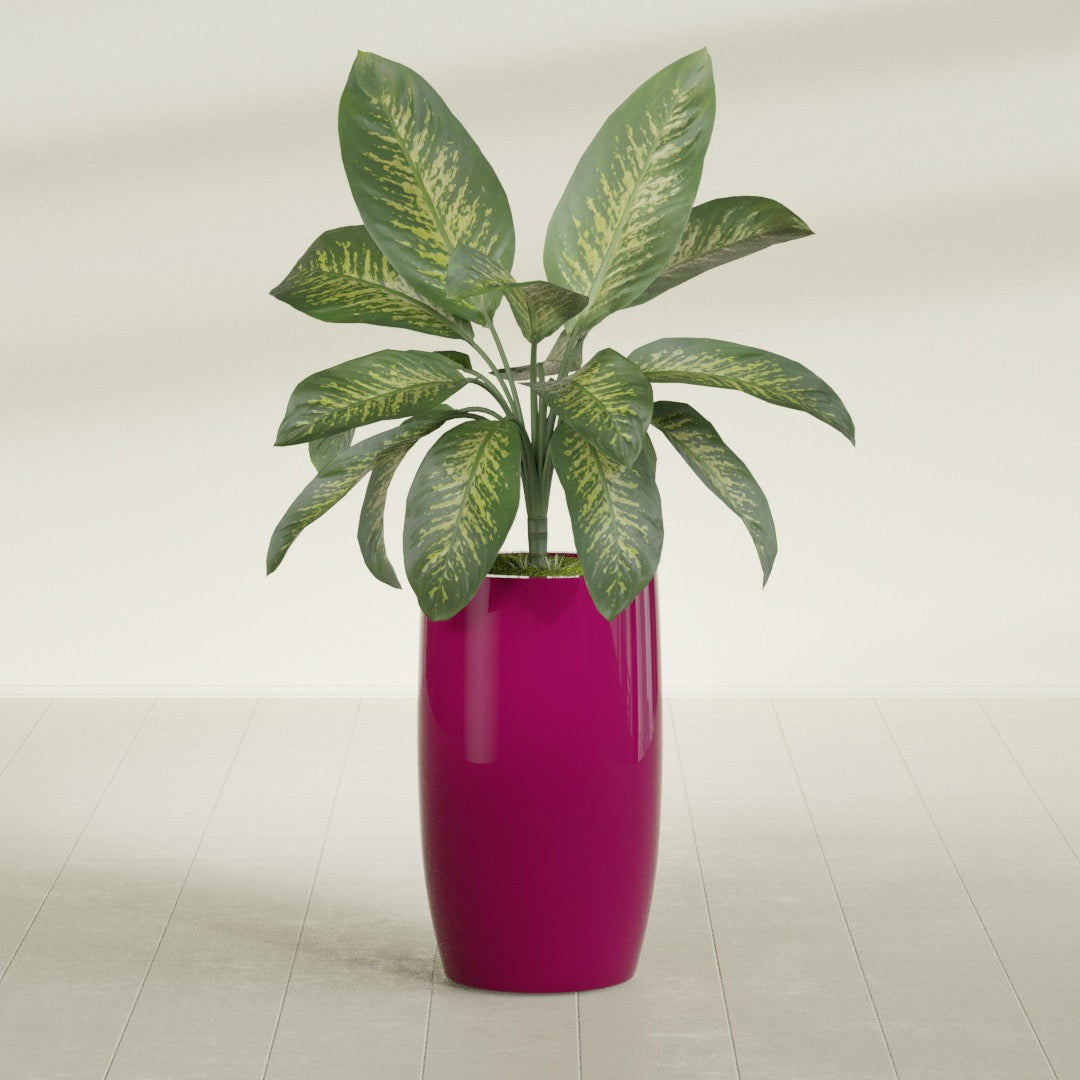 Lisbon Large Round Fiberglass Planter - 18 in x 18 in x 32 in - Gloss Eggplant - Gloss Eggplant,18 in x 18 in x 32 in