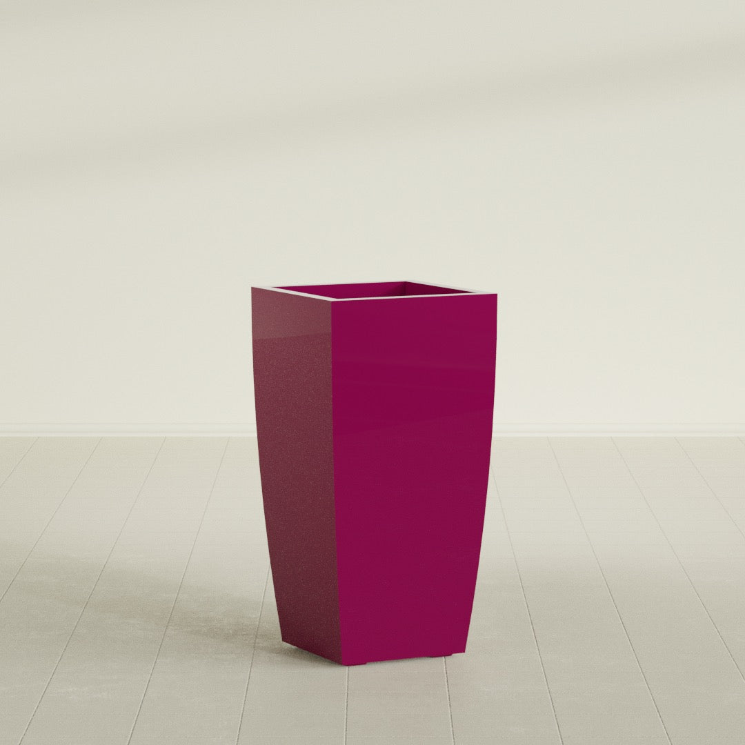Toulan Large Tall Tapered Square Fiberglass Planter - 18 in x 18 in x 36 in - Gloss Eggplant - Gloss Eggplant,18 in x 18 in x 36 in